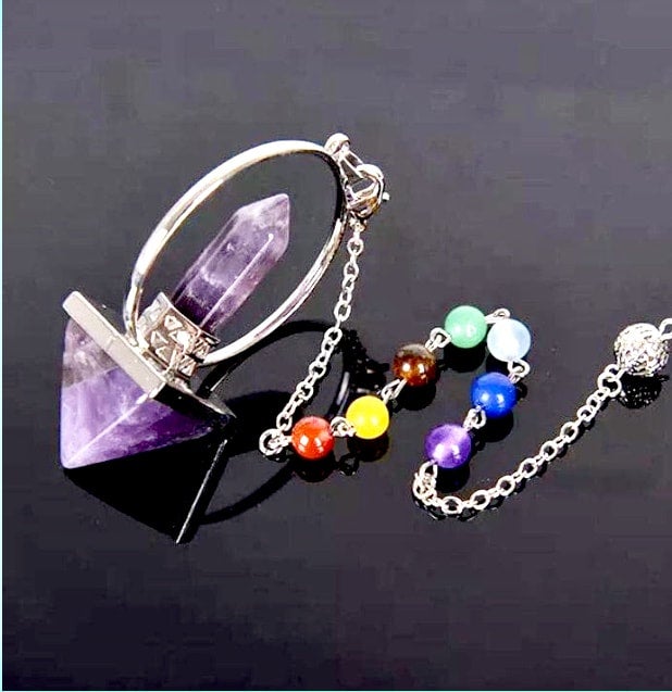 Witchcraft Pendulum Necklace, Wicca Crystal Pendant